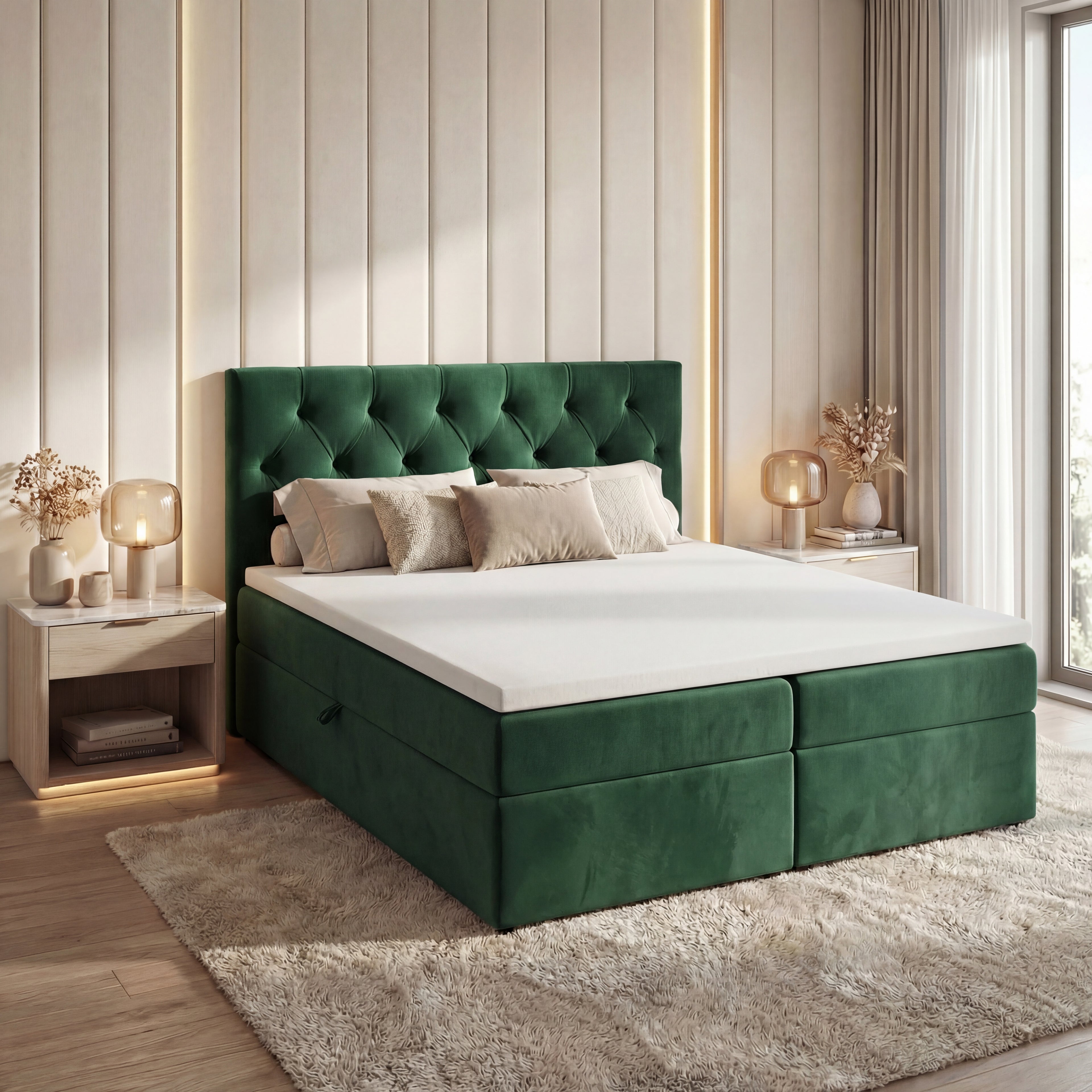 Łóżko kontynentalne TALI BIS 120x200 Velutti Beż – komfortowe łóżko jednoosobowe