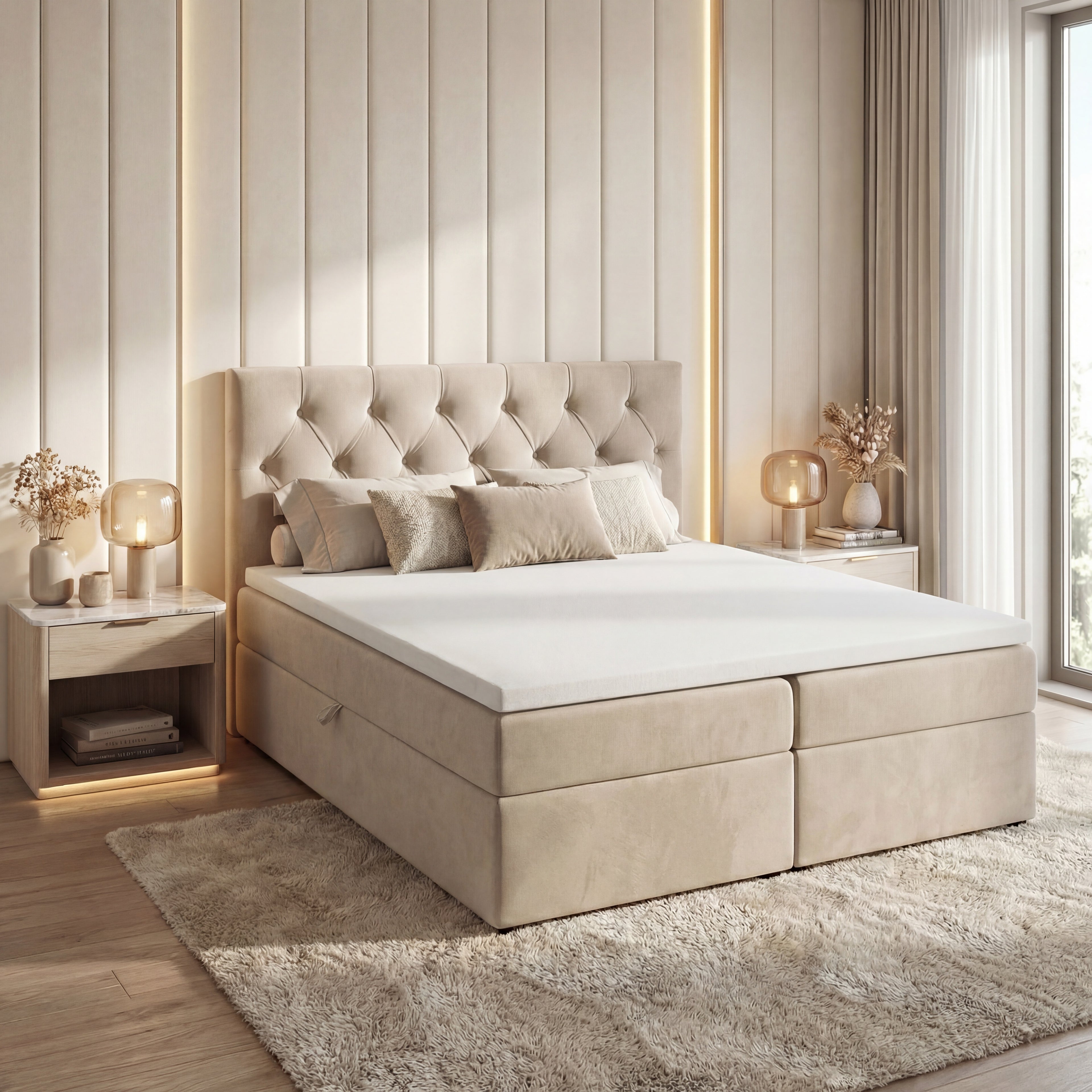 Łóżko kontynentalne TALI BIS 180x200 – komfort premium i elegancki design