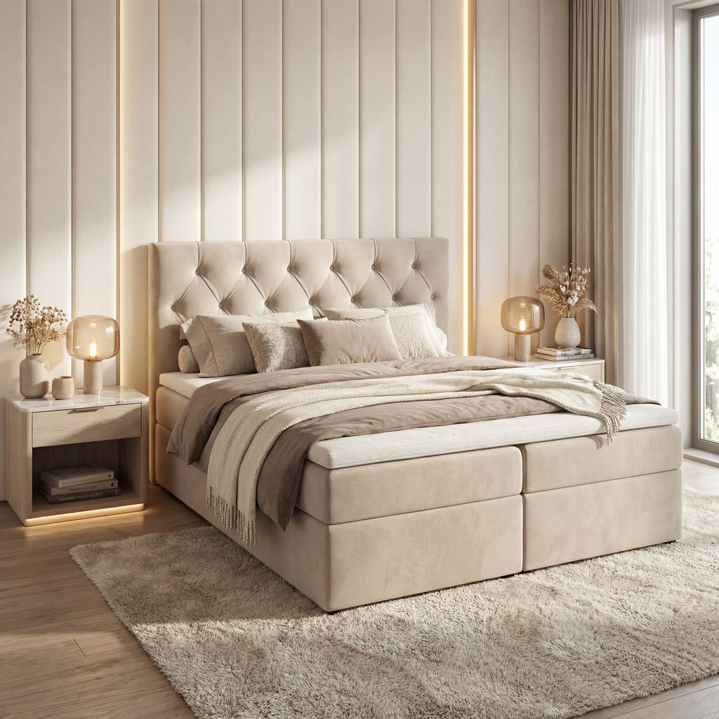 Łóżko kontynentalne TALI BIS 180x200 – komfort premium i elegancki design