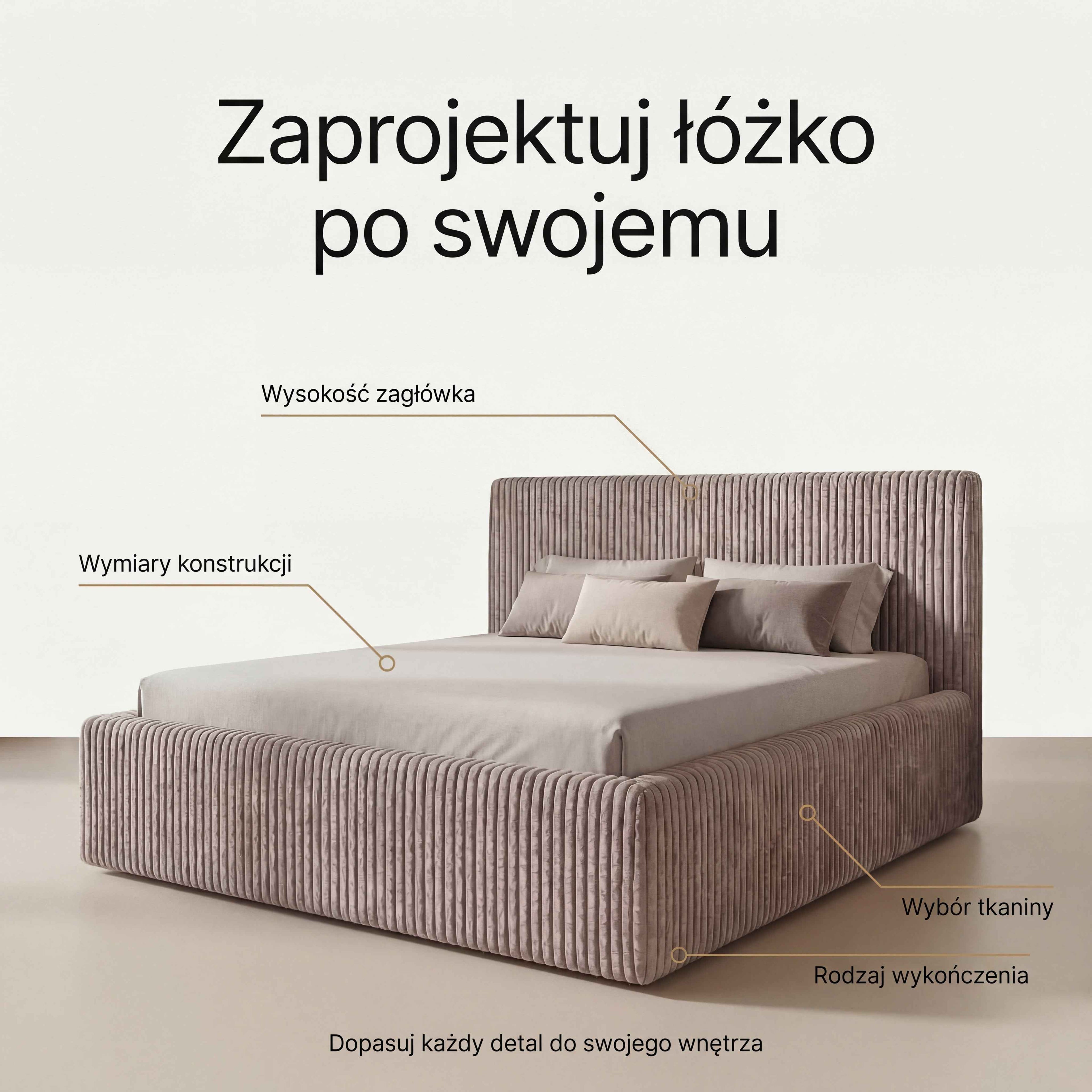 Łóżko tapicerowane CROSBY