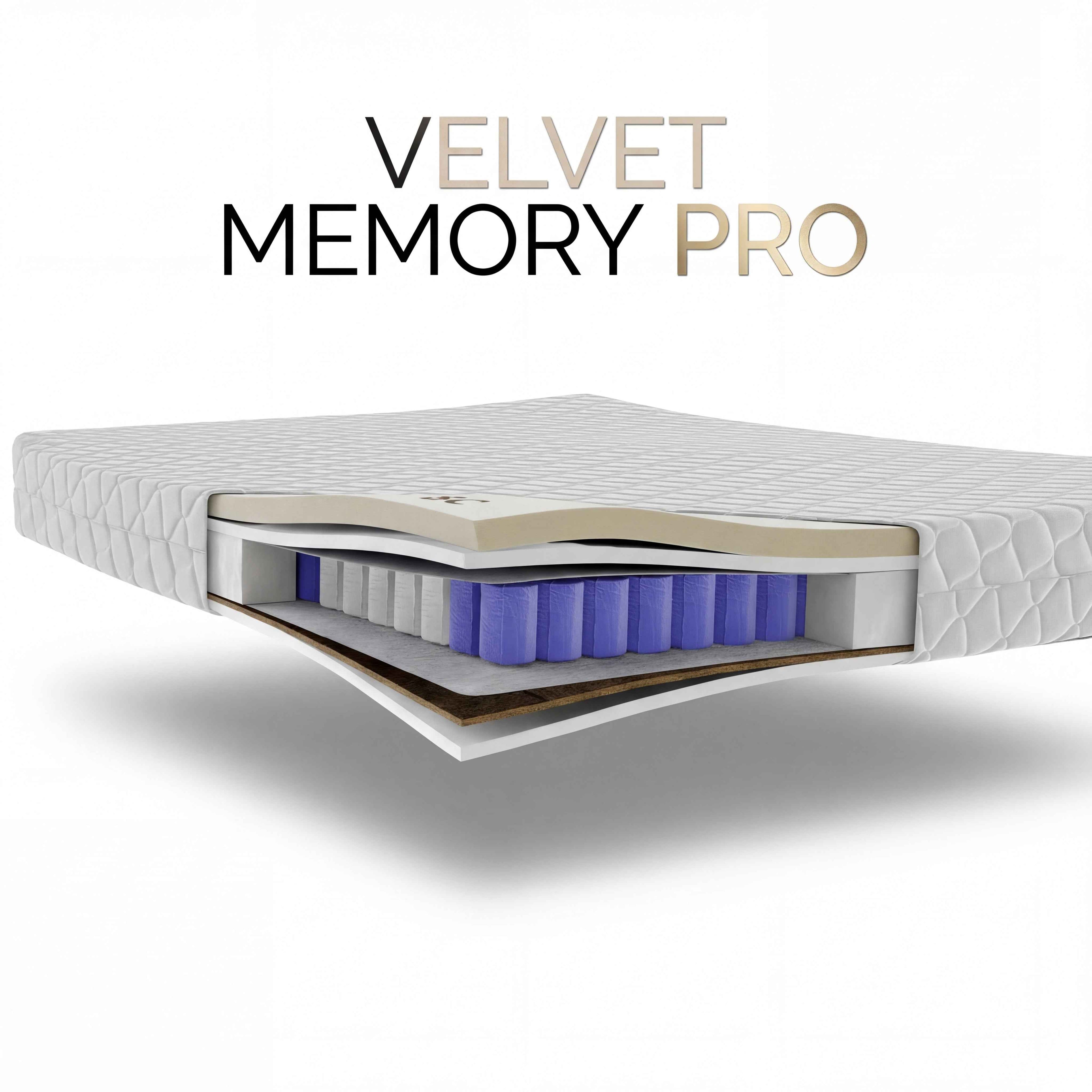 Materac VELVET MEMORY PRO kieszeniowy Multipocket z VISCO i kokosem H1/H3 – 22 cm.