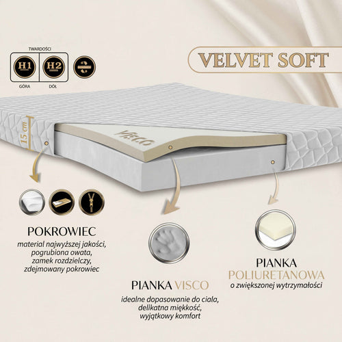 Materac VELVET SOFT piankowy z VISCO H1/H2- 15 cm