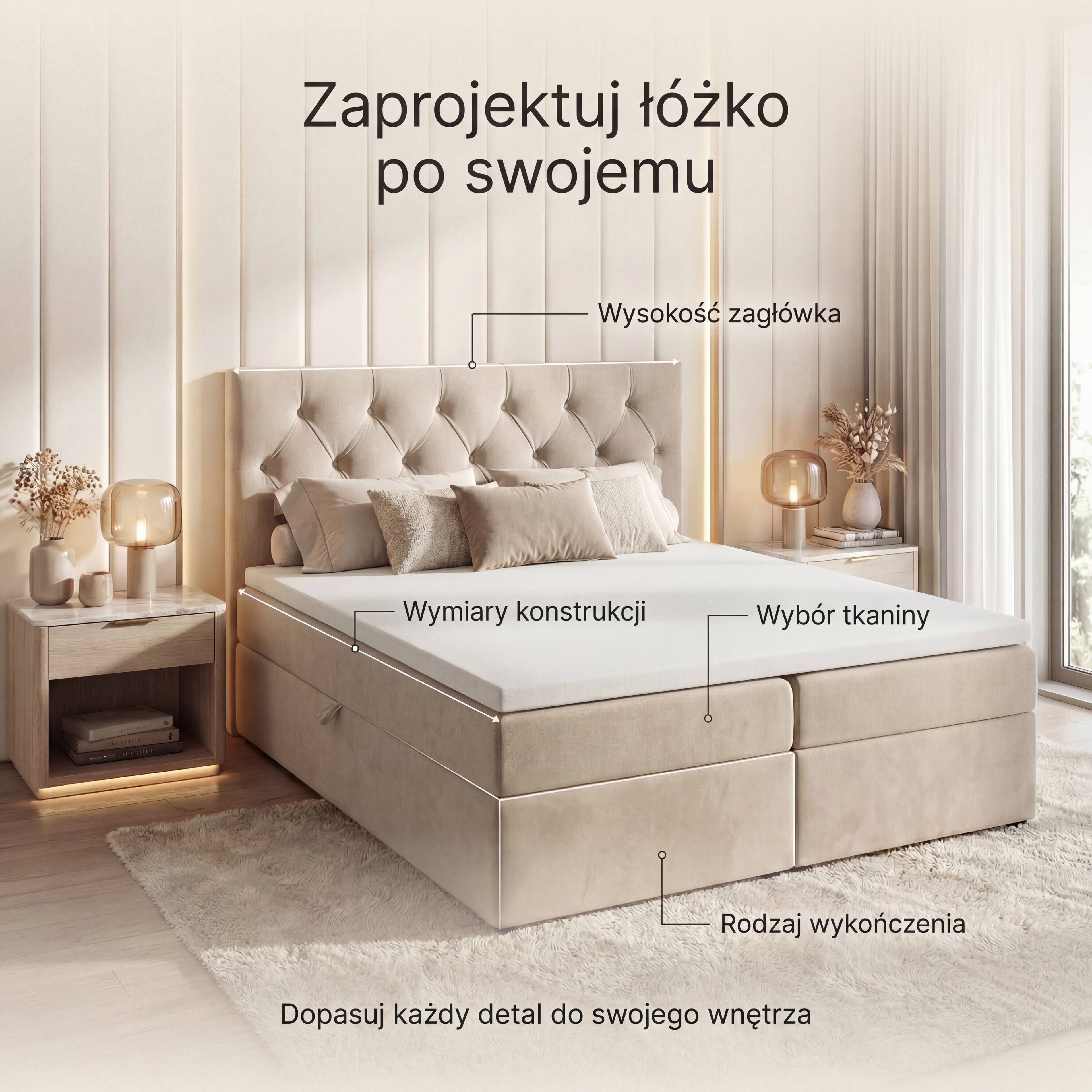 Łóżko kontynentalne TALI BIS