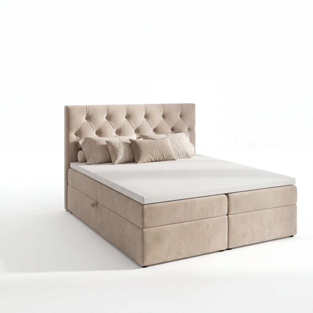 Łóżko kontynentalne TALI BIS 120x200 Velutti Beż – komfortowe łóżko jednoosobowe